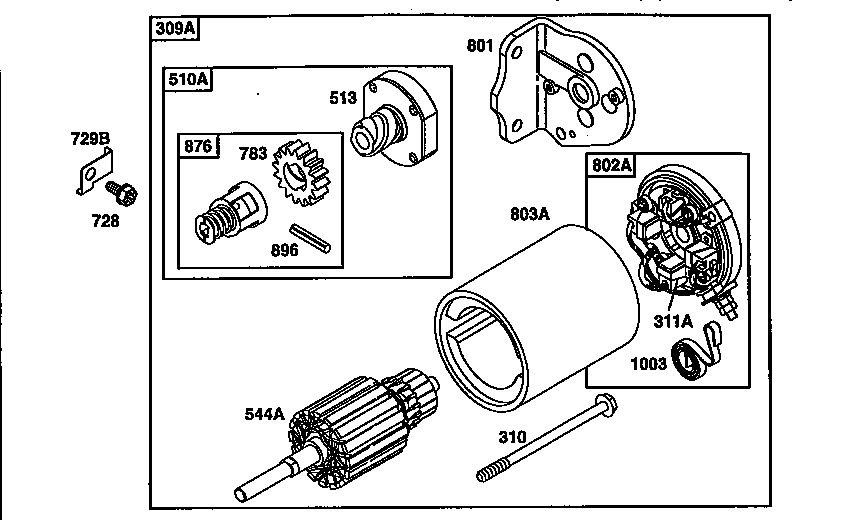 Starter Assembly-A Diagram and Parts List for 287700  Briggs and Stratton Engine